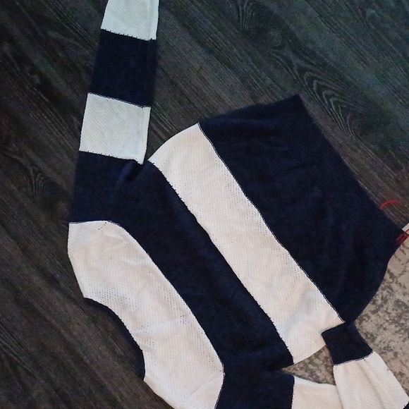 Sundry La mer navy & white striped crewneck embroidered sweater M - Picture 13 of 15